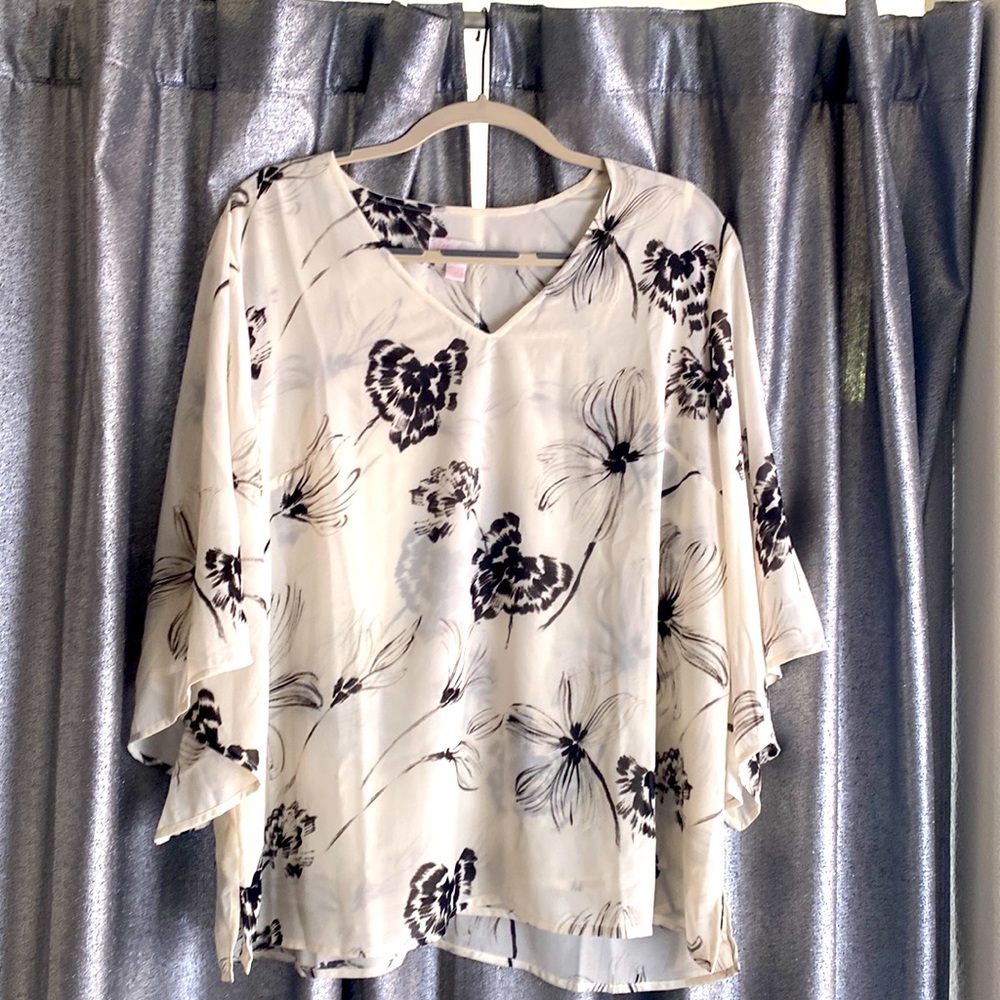 Cream and Black floral blouse